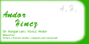 andor hincz business card